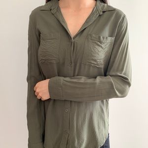 Forever 21 Olive Collared Casual Button Down